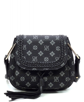 CM Monogram Tassel Saddle Crossbody Bag CM2767 BLACK